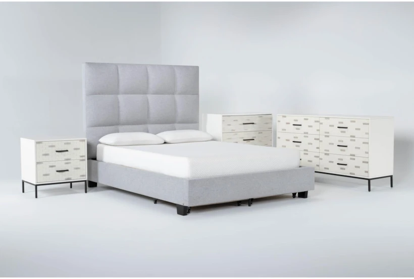 Boswell 4 Piece California King Upholstered Storage Bedroom Set With Elden II Dresser, Bachelors Chest + 2 Drawer Nightstand - 360