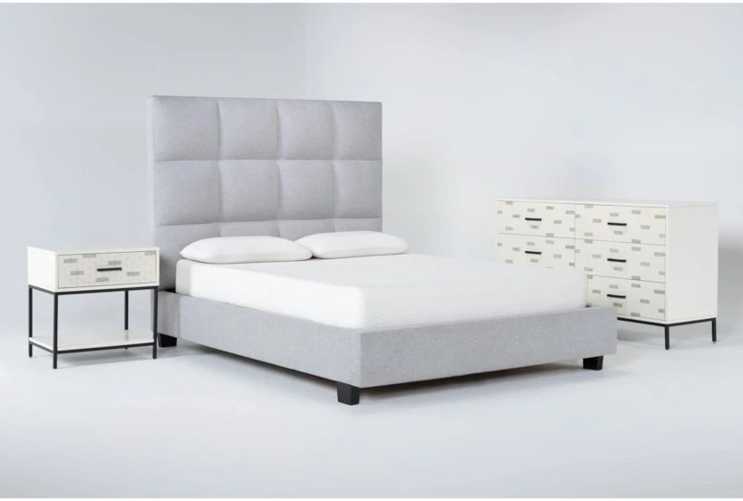 Boswell California King Upholstered 3 Piece Bedroom Set With Elden II Dresser + 1 Drawer Nightstand - 360