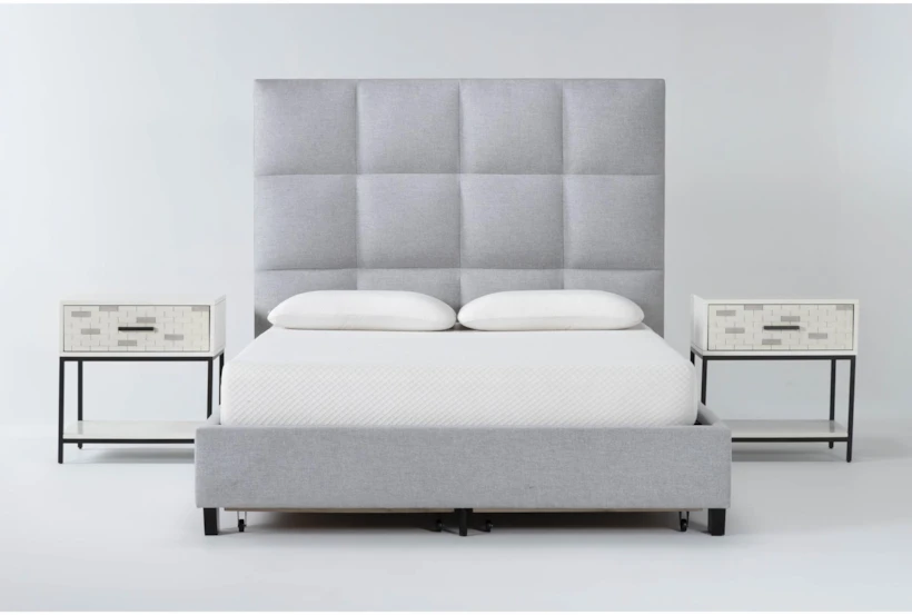 Boswell King Upholstered Storage 3 Piece Bedroom Set With 2 Elden II 1 Drawer Nightstands - 360