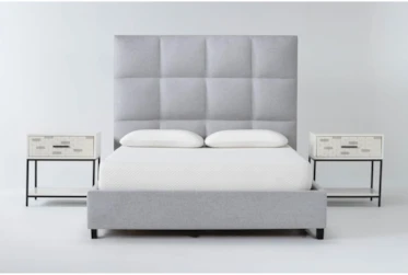Boswell King Upholstered 3 Piece Bedroom Set With 2 Elden II 1 Drawer Nightstands