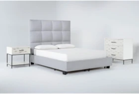 Boswell 3 Piece Queen Upholstered Storage Bedroom Set With Elden II Bachelors Chest + 1 Drawer Nightstand