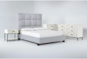 Boswell 4 Piece Queen Upholstered Storage Bedroom Set With Elden II Dresser, Bachelors Chest + 1 Drawer Nightstand
