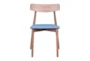 Mid-Century Walnut & Blue Contract Grade Dining Chair Set of 2 - Detail