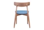 Mid-Century Walnut & Blue Contract Grade Dining Chair Set of 2 - Detail