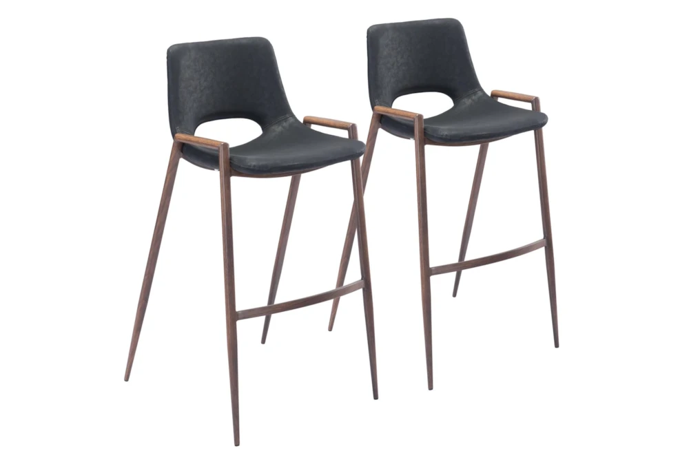 Modern Black Contract Grade Bar Stool With Back Set Of 2