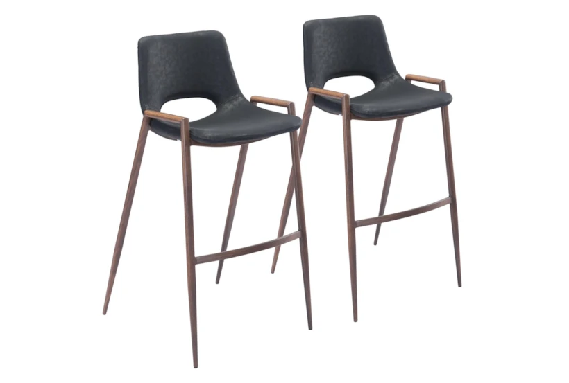 Modern Black Contract Grade Bar Stool With Back Set Of 2 - 360