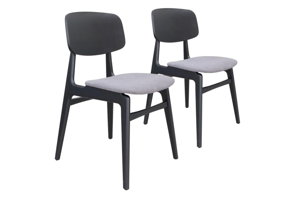 Modern Grey & Black Contract Grade Dining Chair Set Of 2