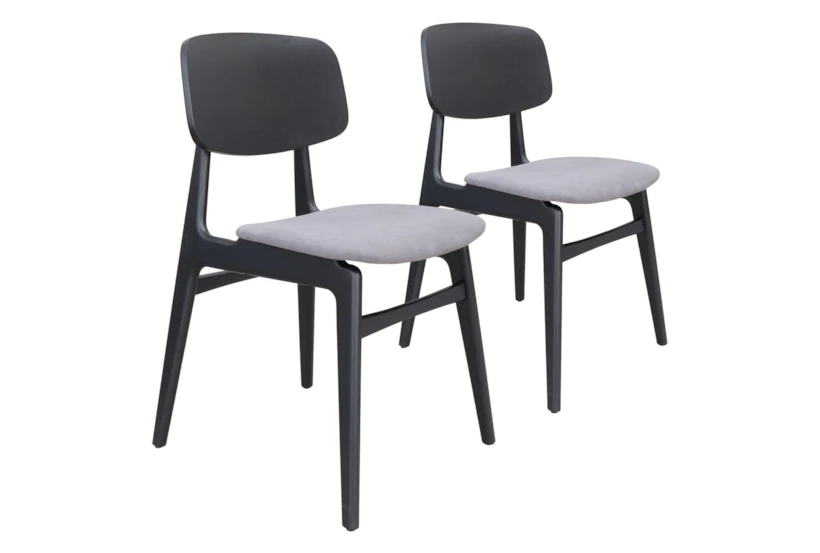 Modern Grey & Black Contract Grade Dining Chair Set Of 2 - 360