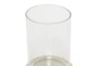 10 Inch Cream Wood Base Glass Hurricane Candle Holder - Detail