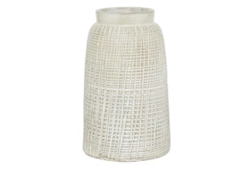 11 Inch White Terracotta Cylinder Vase