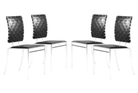 Modern Woven Black Dining Chair Set Of 4
