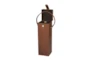 19 Inch Camel Brown Leather Wine Bottle Holder Case - Front