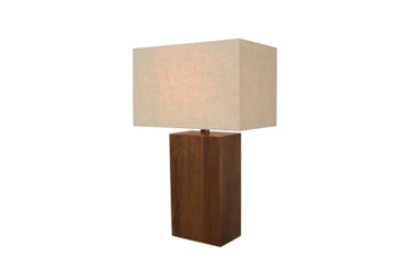 27 Inch Oak Rectangular Wood Table Lamp