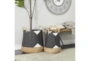 Black Brown White Woven Banana Leave Floor Baskets Set Of 2 - Room