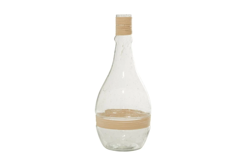 20 Inch Clear Glass + Rattan Rope Bottle Vase - 360