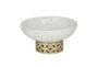 11 Inch White + Metallic Gold Greek Key Footed Bowl - Signature