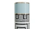 18 Inch Blue White Gold Modern Greek Key Cylinder Vase - Detail