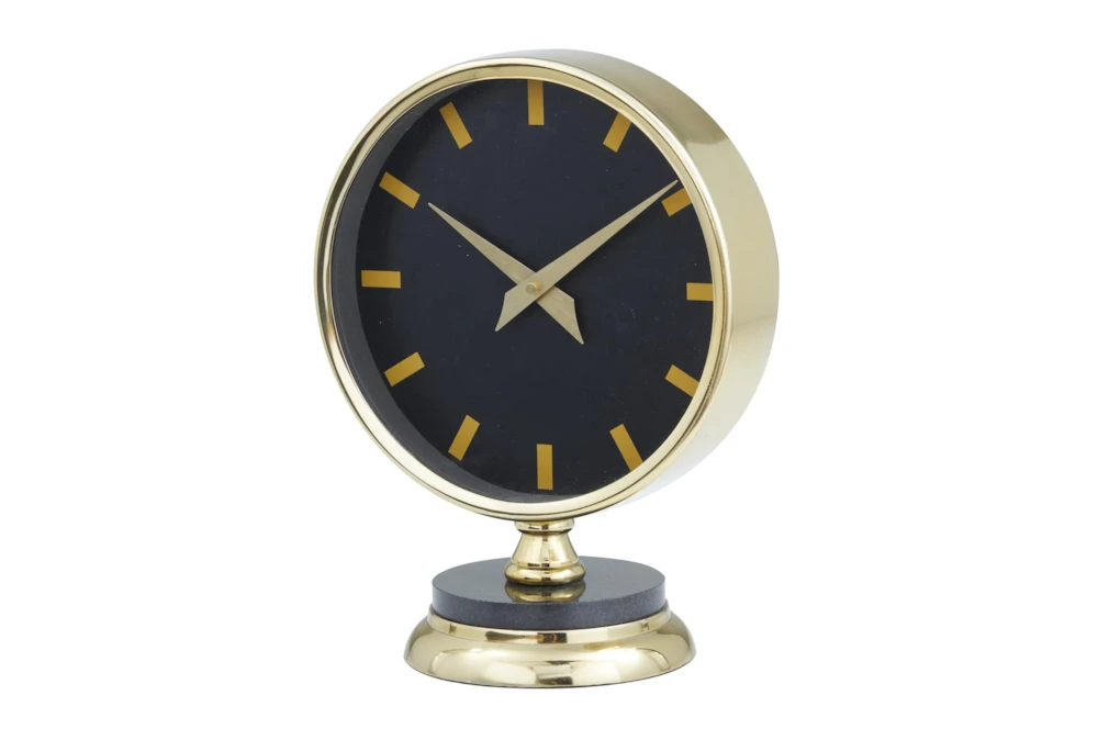 11 Inch Black + Gold Metallic Table Clock