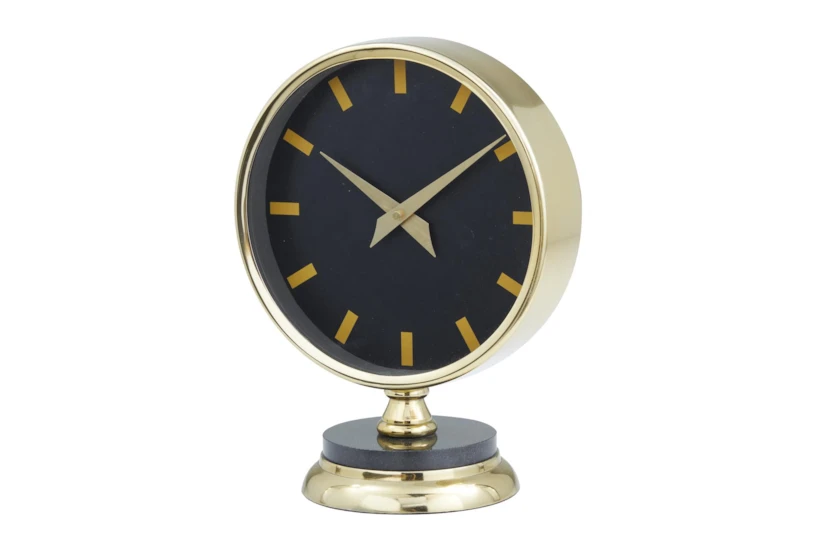 11 Inch Black + Gold Metallic Table Clock - 360