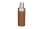 9 Inch Camel Brown Leather + Stainless Steel Cocktail Shaker - Back