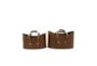 Camel Brown Leather Oval Baskets Set Of 2 - Back