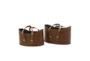 Camel Brown Leather Oval Baskets Set Of 2 - Material