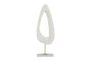 20 Inch White + Gold Modern Raindrop Sculpture On Stand - Back
