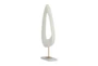 20 Inch White + Gold Modern Raindrop Sculpture On Stand - Front