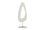 20 Inch White + Gold Modern Raindrop Sculpture On Stand - Signature
