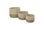 Natural + Brown Seagrass Round Floor Baskets Set Of 3 - Front