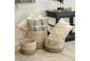 Natural + Brown Seagrass Round Floor Baskets Set Of 3 - Room
