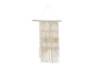 25X49 White + Natural Macrame Wall Hanging With Shelves - Front