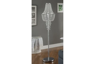 61 Inch Chrome + Crystal Bead Chandelier Style Table Lamp