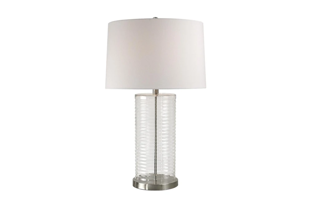 29 Inch Ribbed Clear Glass Cylinder Table Lamp