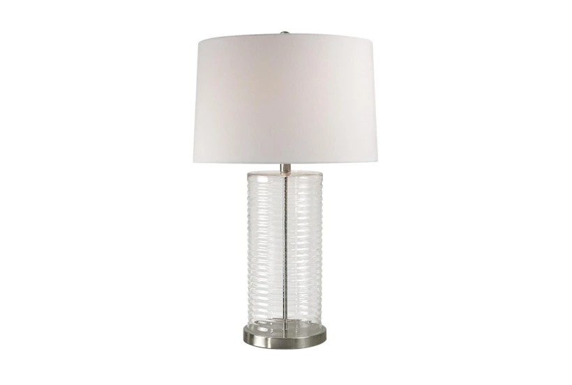 29 Inch Ribbed Clear Glass Cylinder Table Lamp - 360