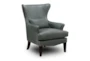 Grey Leather Wingback Accent Chair - Signature