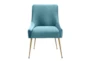 Trix Sea Blue Velvet Dining Side Chair - Front
