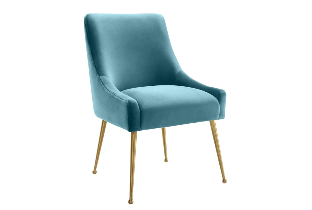 Trix Sea Blue Velvet Dining Side Chair