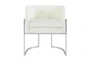 Elle Cream Velvet Dining Chair With Silver Leg - Front