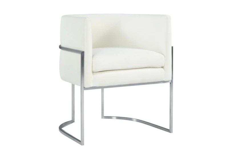 Elle Cream Velvet Dining Chair With Silver Leg - 360