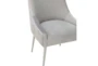 Trix Pleated Light Grey Velvet Dining Side Chair With Silver Legs - Detail