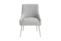 Trix Pleated Light Grey Velvet Dining Side Chair With Silver Legs - Front