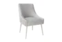 Trix Pleated Light Grey Velvet Dining Side Chair With Silver Legs - Signature