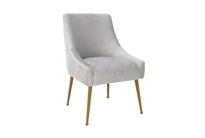 Trix Pleated Light Grey Velvet Dining Chair
