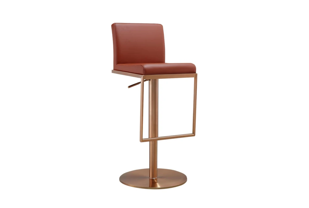Saddle Brown And Rose Gold Adjustable Stool