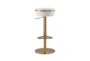 White And Gold Backless Adjustable Stool - Front