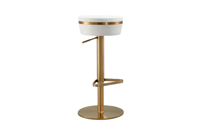 White And Gold Backless Adjustable Stool - 360