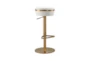 White And Gold Backless Adjustable Stool - Signature