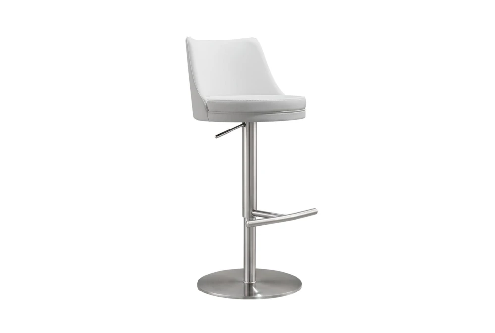 Reagan White And Silver Adjustable Stool