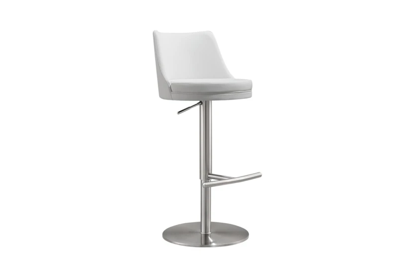 Reagan White And Silver Adjustable Stool - 360